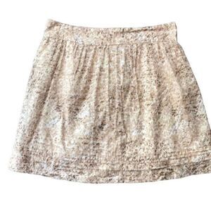 Loft Small 6 Abstract Design Brown & Tan Lightweight Neutral Skirt Spring Summer
